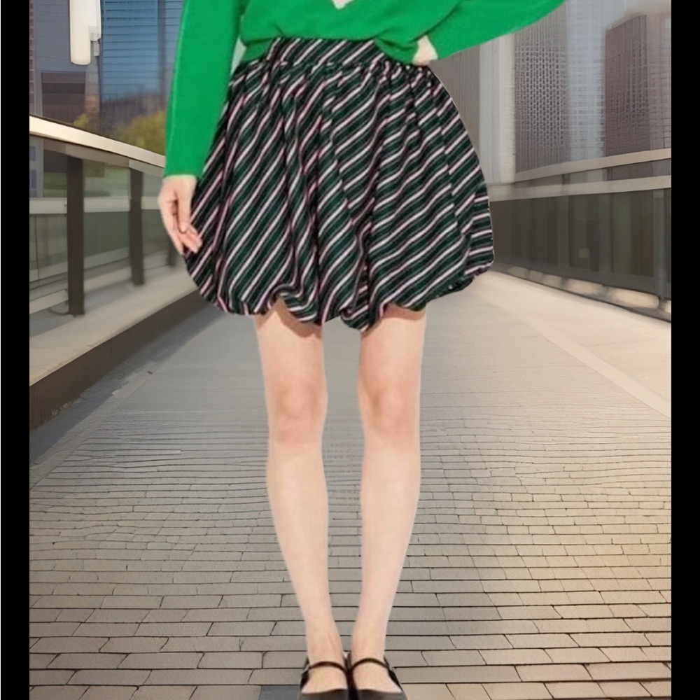 WICKED BUBBLE SKIRT From Paul Tazewell Collection Striped Pink, Green & Black